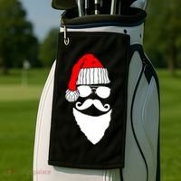 Santa Clause Mustache Face Golf Towel thumb 2