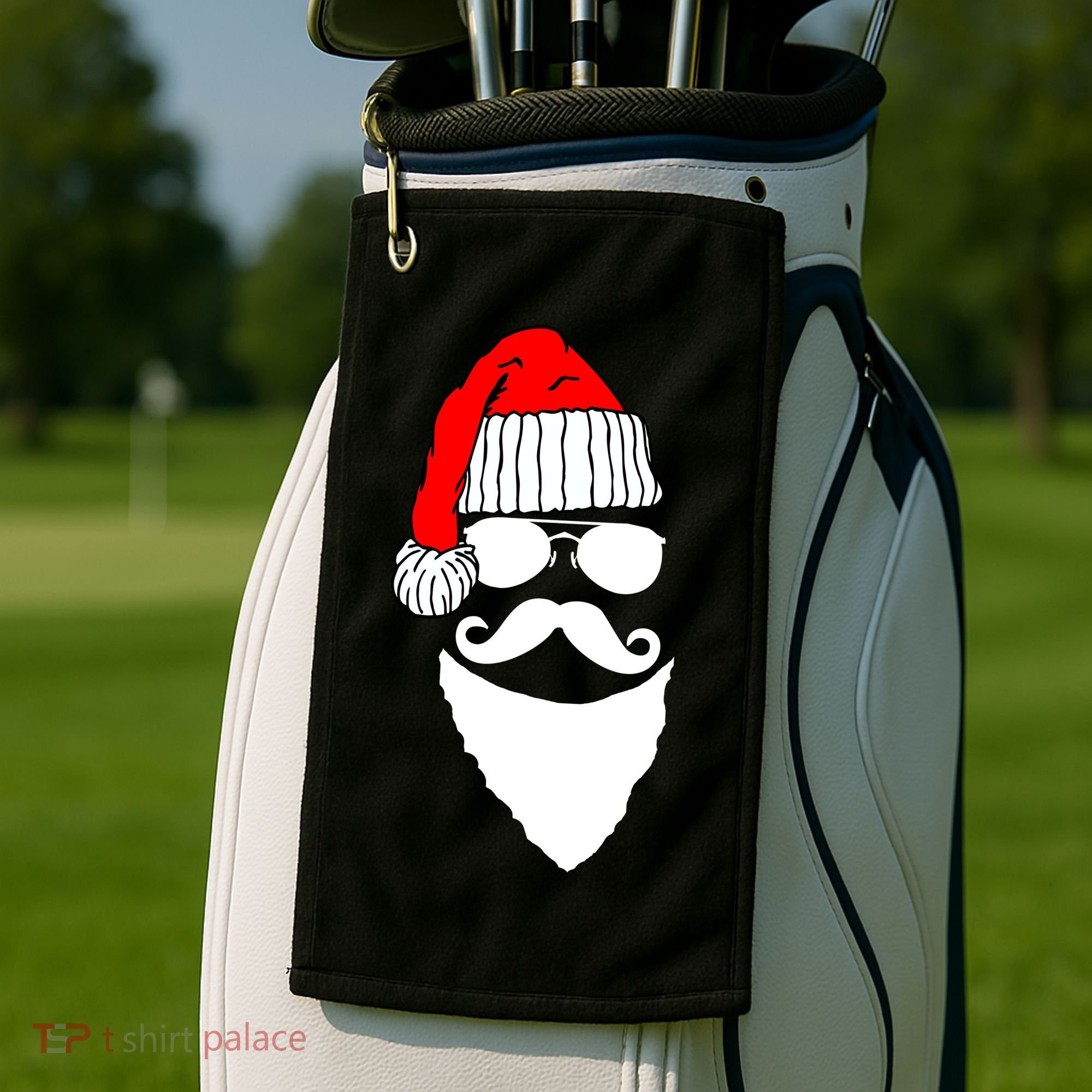 Santa Clause Mustache Face Golf Towel