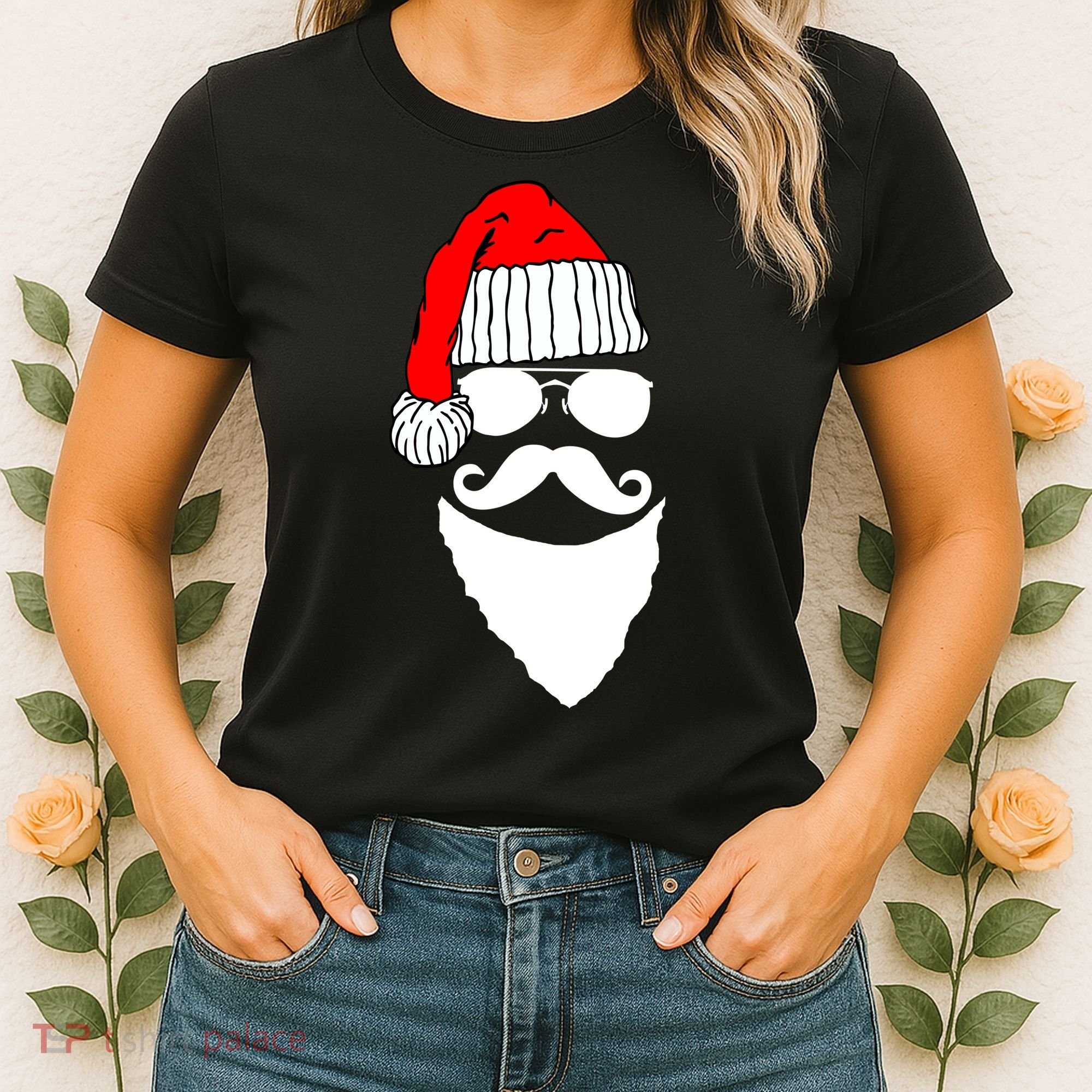 Santa Clause Mustache Face Women's T-Shirt