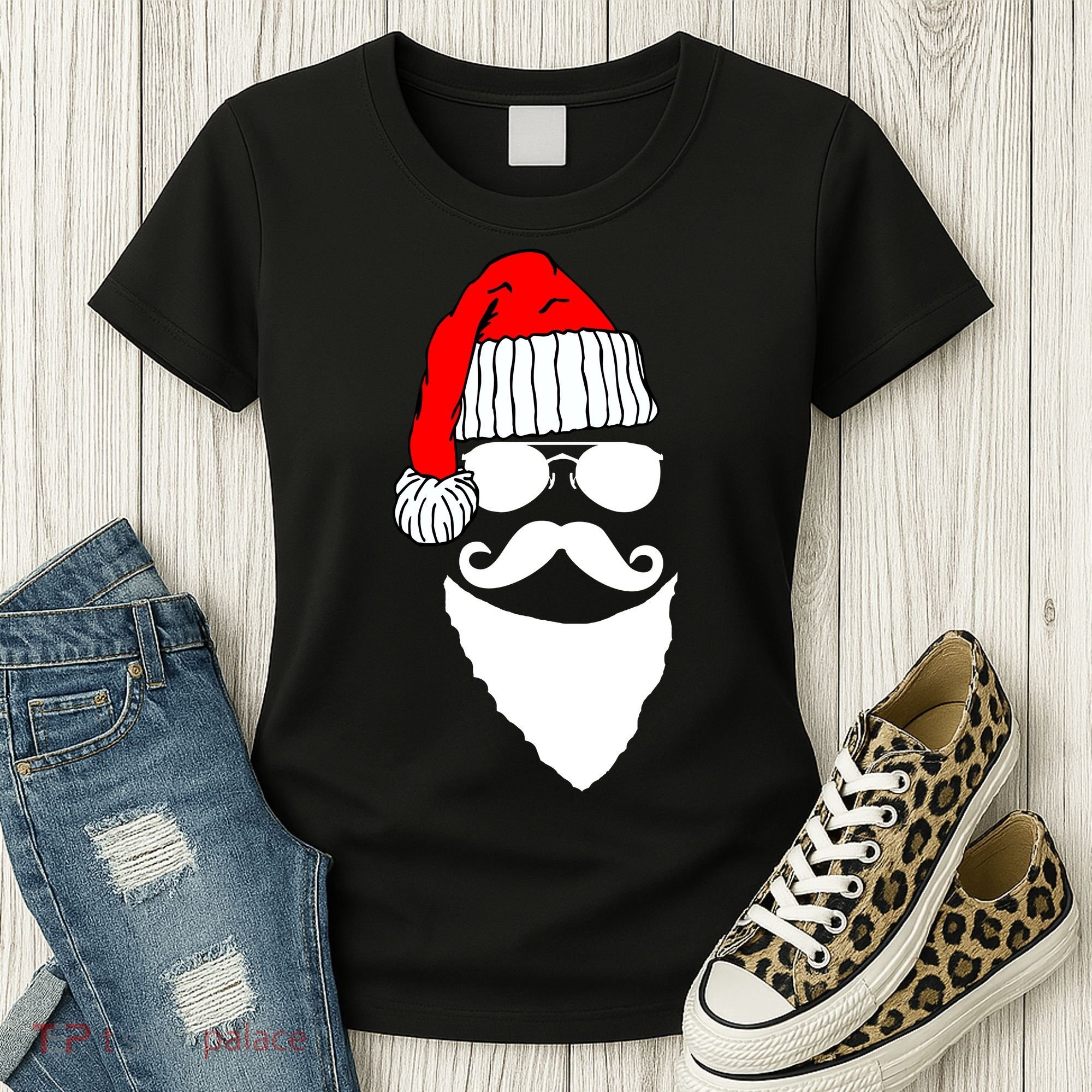 Santa Clause Mustache Face Women's T-Shirt