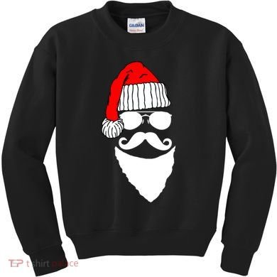 Santa Clause Mustache Face Kids Sweatshirt