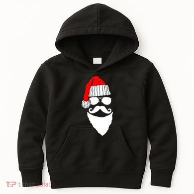 Santa Clause Mustache Face Kids Hoodie