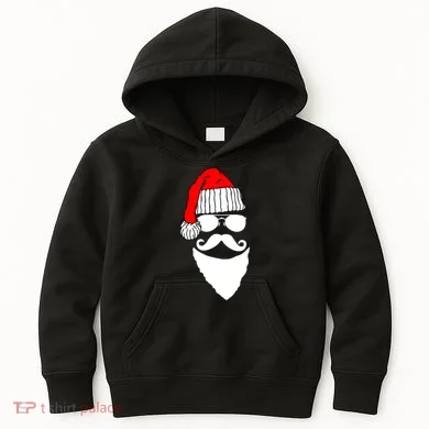 Santa Clause Mustache Face Kids Hoodie
