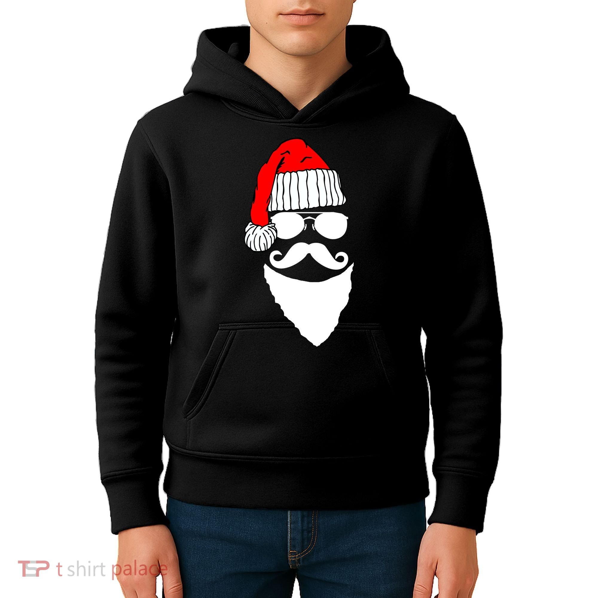Santa Clause Mustache Face Kids Hoodie