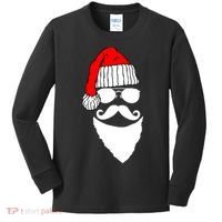 Santa Clause Mustache Face Kids Long Sleeve Shirt thumb 0