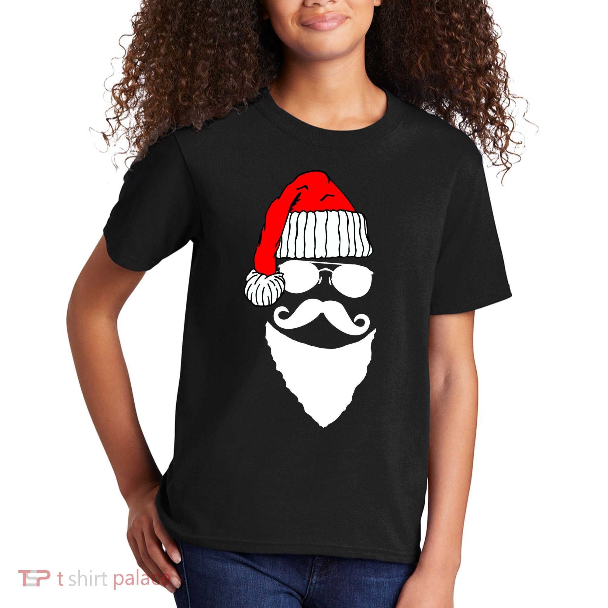 Santa Clause Mustache Face Kids T-Shirt