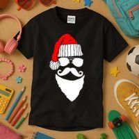 Santa Clause Mustache Face Kids T-Shirt thumb 3