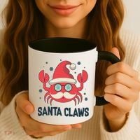 Santa Claw Crab Funny Christmas Coffee Mug thumb 3