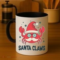 Santa Claw Crab Funny Christmas Coffee Mug thumb 4