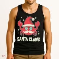 Santa Claw Crab Funny Christmas Tank Top thumb 3