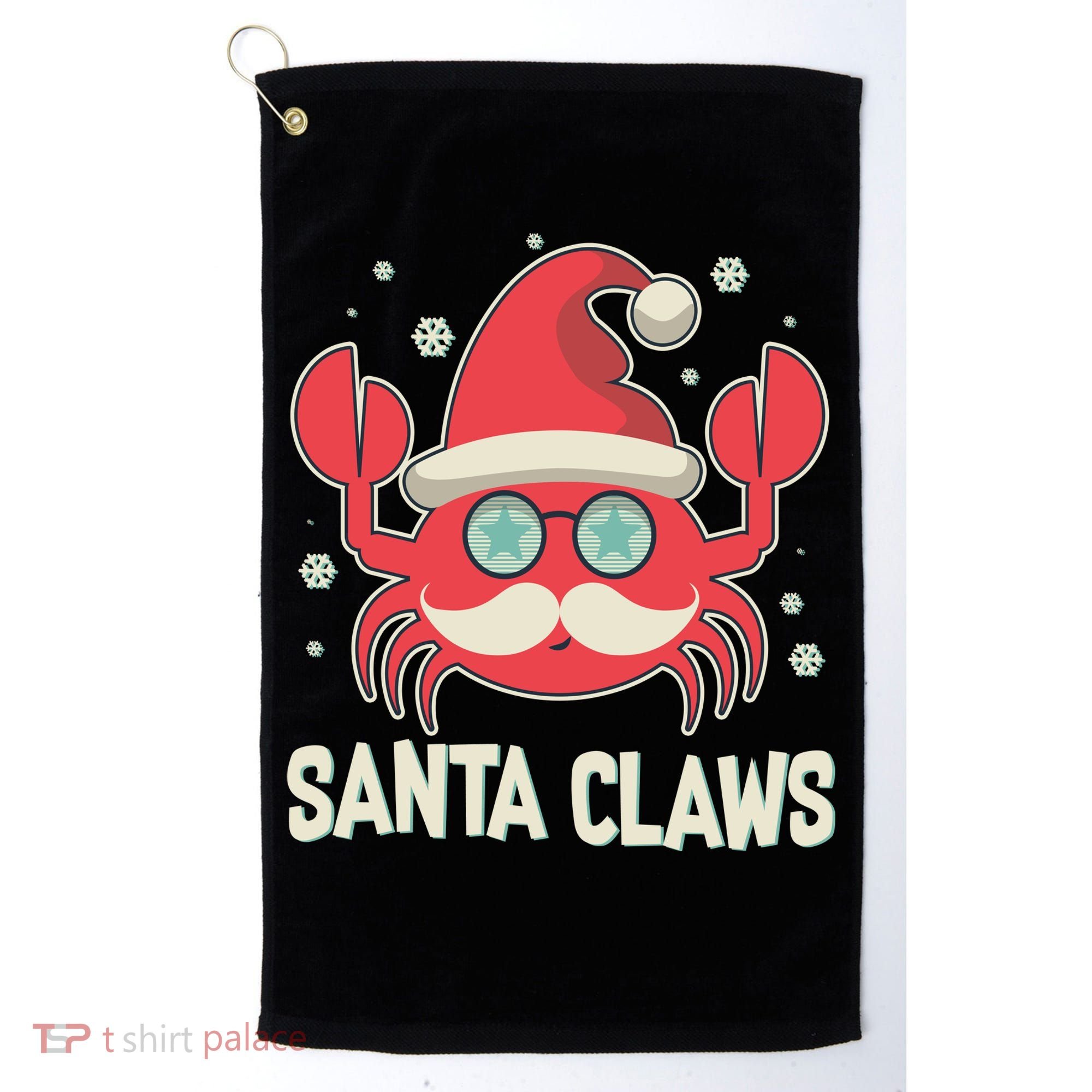 Santa Claw Crab Funny Christmas Golf Towel