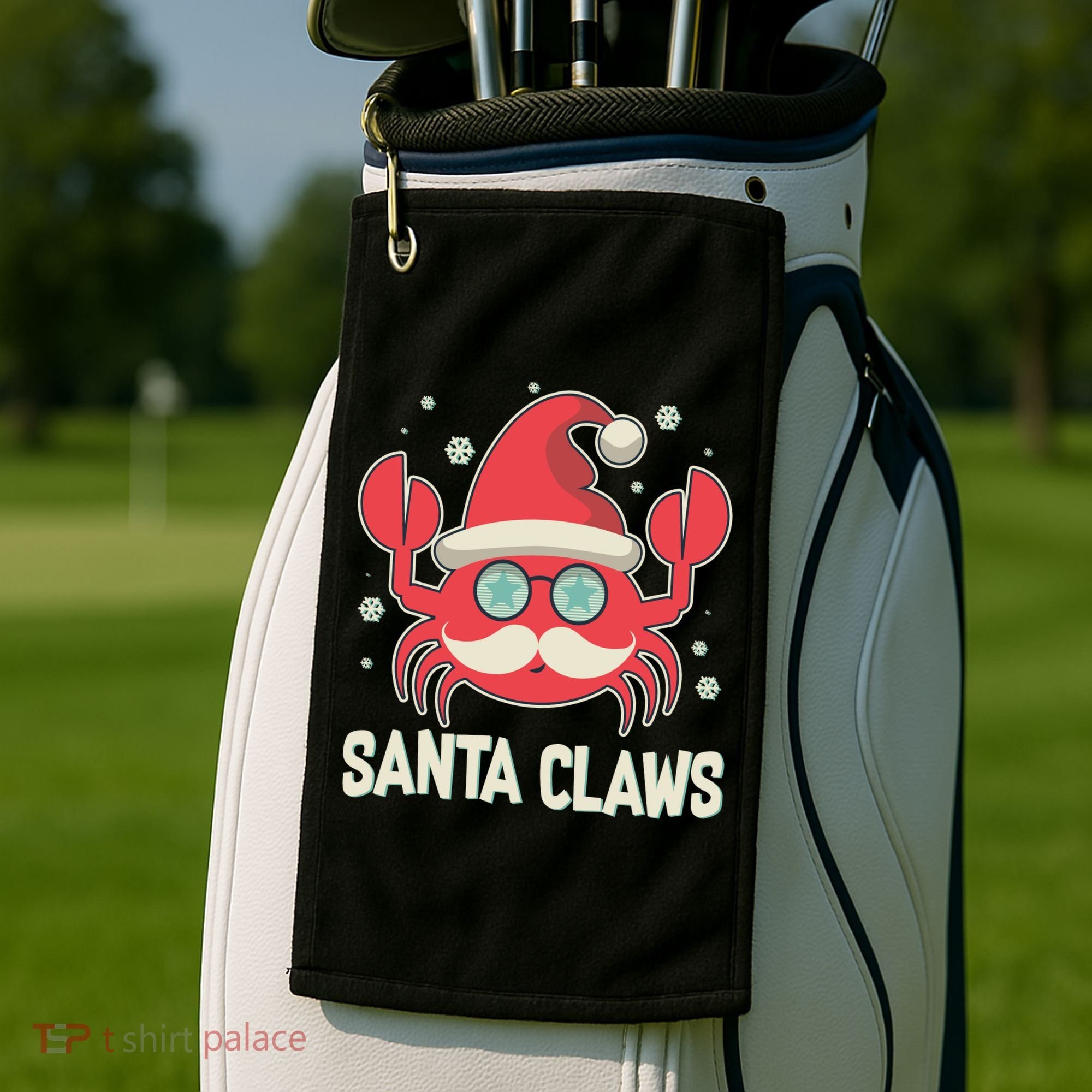 Santa Claw Crab Funny Christmas Golf Towel