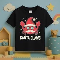 Santa Claw Crab Funny Christmas Toddler T-Shirt thumb 3