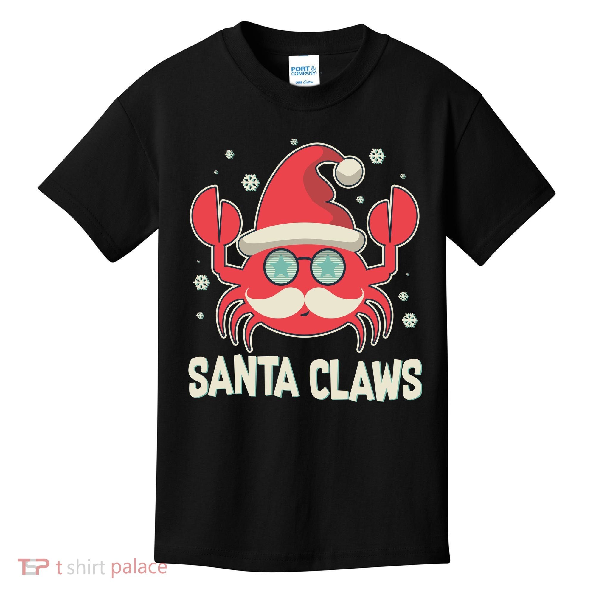 Santa Claw Crab Funny Christmas Kids T-Shirt