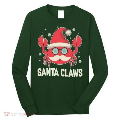 Santa Claw Crab Funny Christmas Long Sleeve Shirt
