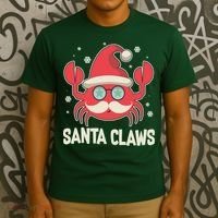 Santa Claw Crab Funny Christmas T-Shirt thumb 3