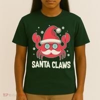 Santa Claw Crab Funny Christmas T-Shirt thumb 4