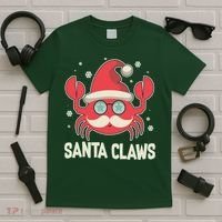 Santa Claw Crab Funny Christmas T-Shirt thumb 5