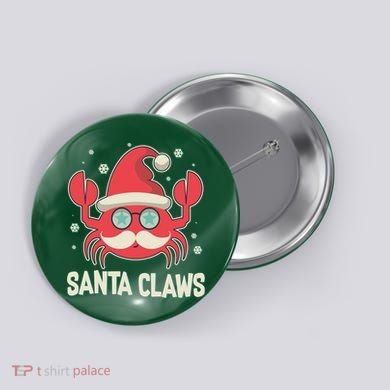 Santa Claw Crab Funny Christmas Button
