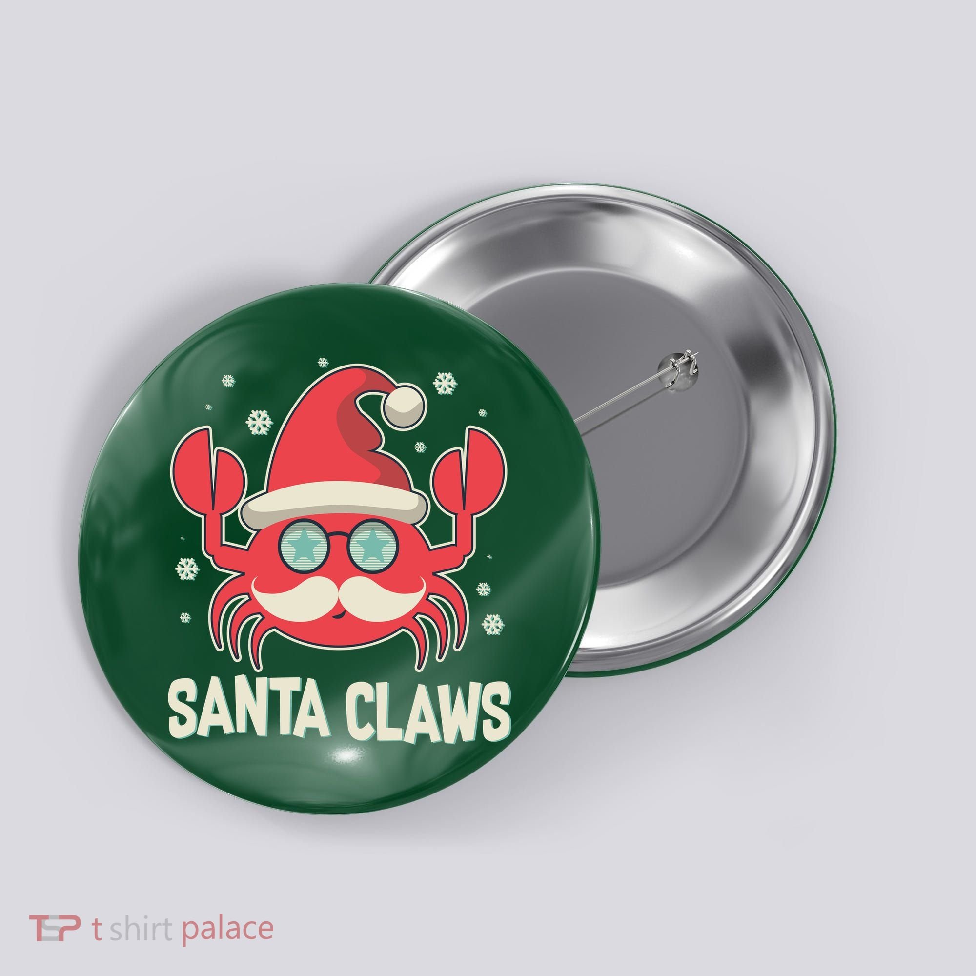 Santa Claw Crab Funny Christmas Button