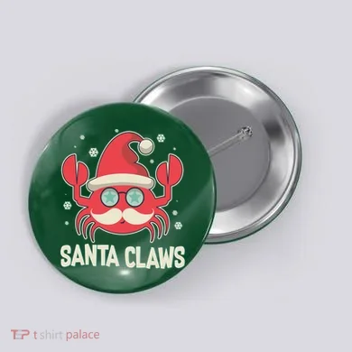 Santa Claw Crab Funny Christmas Button