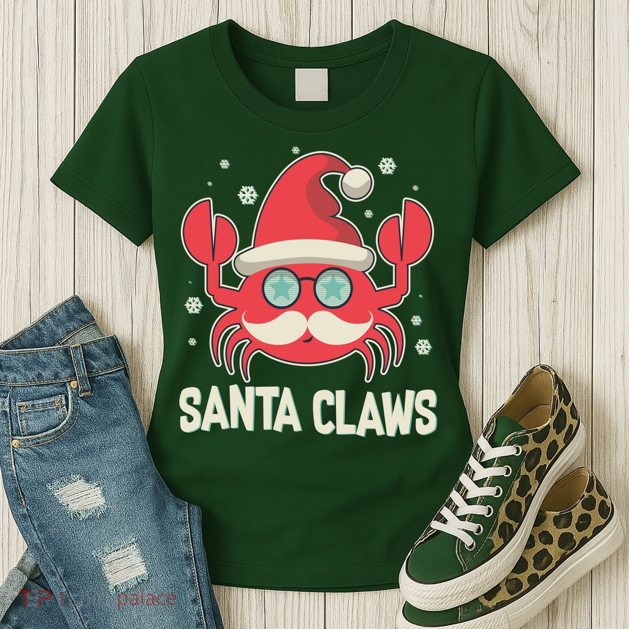 Santa Claw Crab Funny Christmas Women's T-Shirt