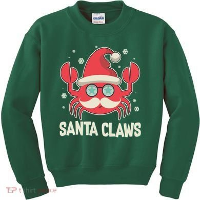 Santa Claw Crab Funny Christmas Kids Sweatshirt