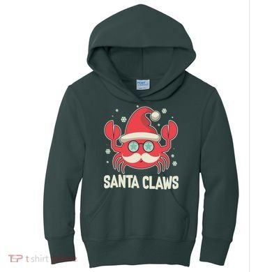 Santa Claw Crab Funny Christmas Kids Hoodie