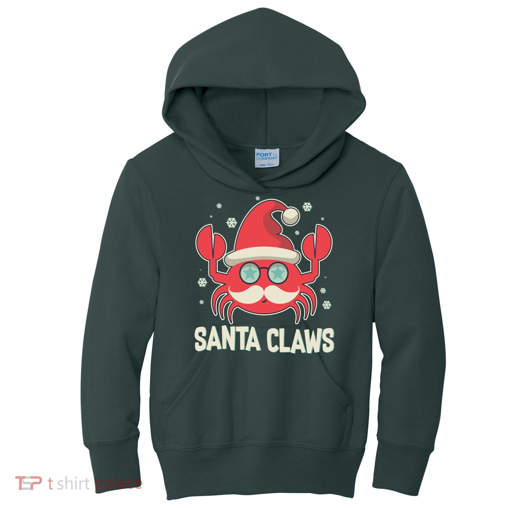 Santa Claw Crab Funny Christmas Kids Hoodie