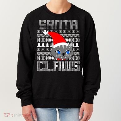 Santa Claws Cat Ugly Christmas Sweater Design Women's Sweatshirt