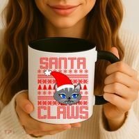 Santa Claws Cat Ugly Christmas Sweater Design Coffee Mug thumb 3