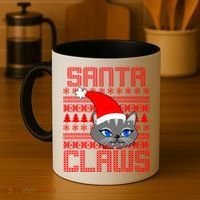 Santa Claws Cat Ugly Christmas Sweater Design Coffee Mug thumb 4