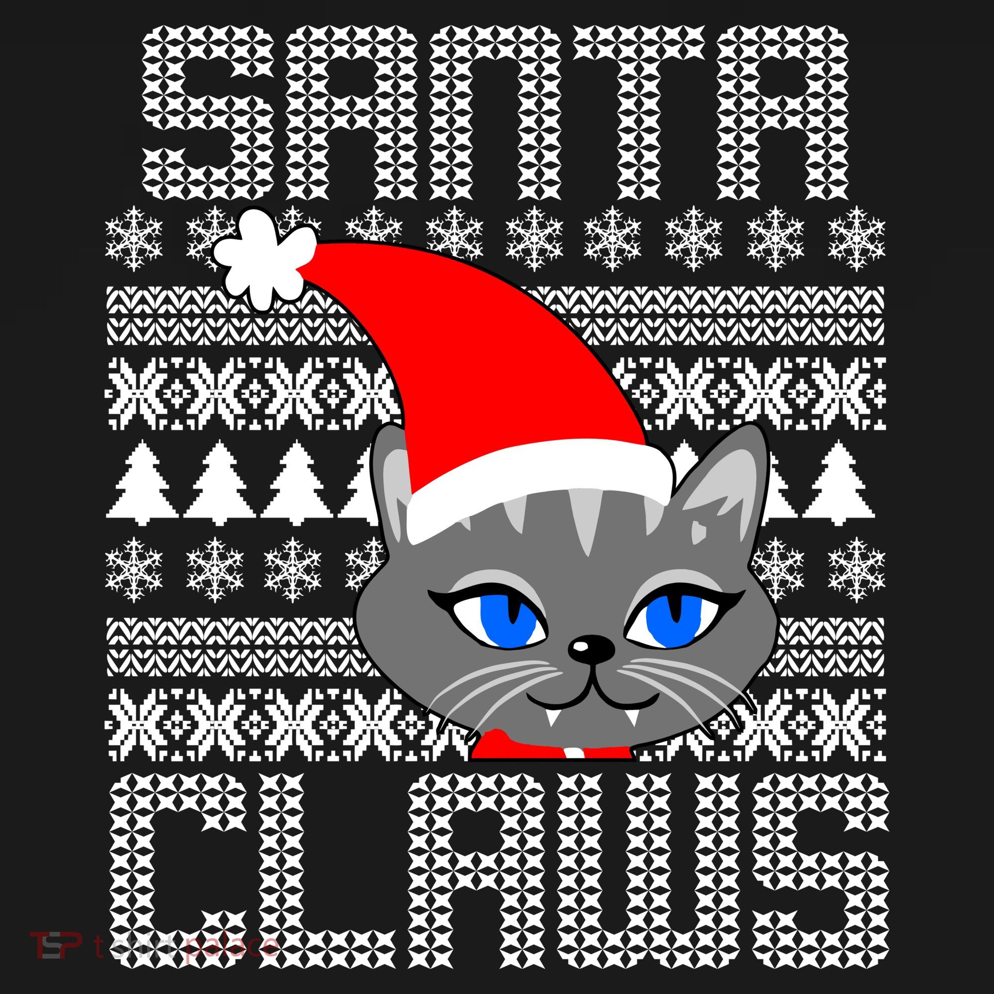 Santa Claws Cat Ugly Christmas Sweater Design Women's Hoodie