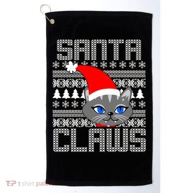 Santa Claws Cat Ugly Christmas Sweater Design Golf Towel
