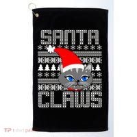Santa Claws Cat Ugly Christmas Sweater Design Golf Towel thumb 0