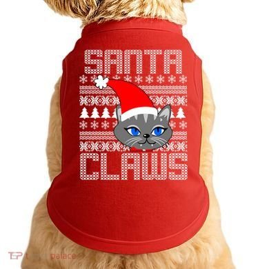 Santa Claws Cat Ugly Christmas Sweater Design Doggie Tank
