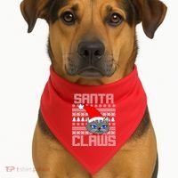 Santa Claws Cat Ugly Christmas Sweater Design USA-Made Doggie Bandana thumb 1