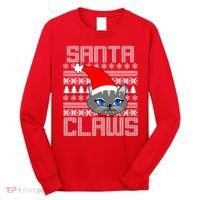 Santa Claws Cat Ugly Christmas Sweater Design Long Sleeve Shirt thumb 0