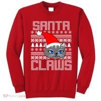 Santa Claws Cat Ugly Christmas Sweater Design Sweatshirt thumb 0