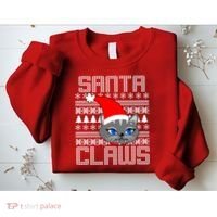 Santa Claws Cat Ugly Christmas Sweater Design Sweatshirt thumb 2