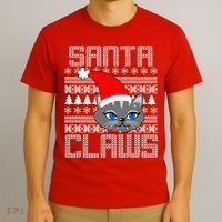 Santa Claws Cat Ugly Christmas Sweater Design T-Shirt thumb 3