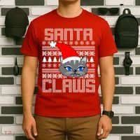 Santa Claws Cat Ugly Christmas Sweater Design T-Shirt thumb 6