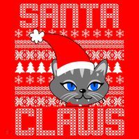 Santa Claws Cat Ugly Christmas Sweater Design Button thumb 1