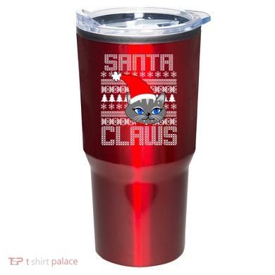 Santa Claws Cat Ugly Christmas Sweater Design Tumbler