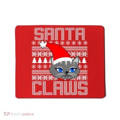 Santa Claws Cat Ugly Christmas Sweater Design Mousepad