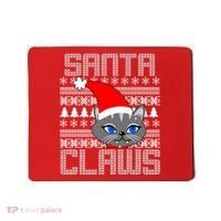 Santa Claws Cat Ugly Christmas Sweater Design Mousepad thumb 0