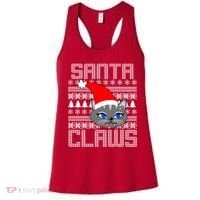 Santa Claws Cat Ugly Christmas Sweater Design Women's Tank Top thumb 0