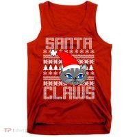 Santa Claws Cat Ugly Christmas Sweater Design Tank Top thumb 0