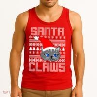 Santa Claws Cat Ugly Christmas Sweater Design Tank Top thumb 3