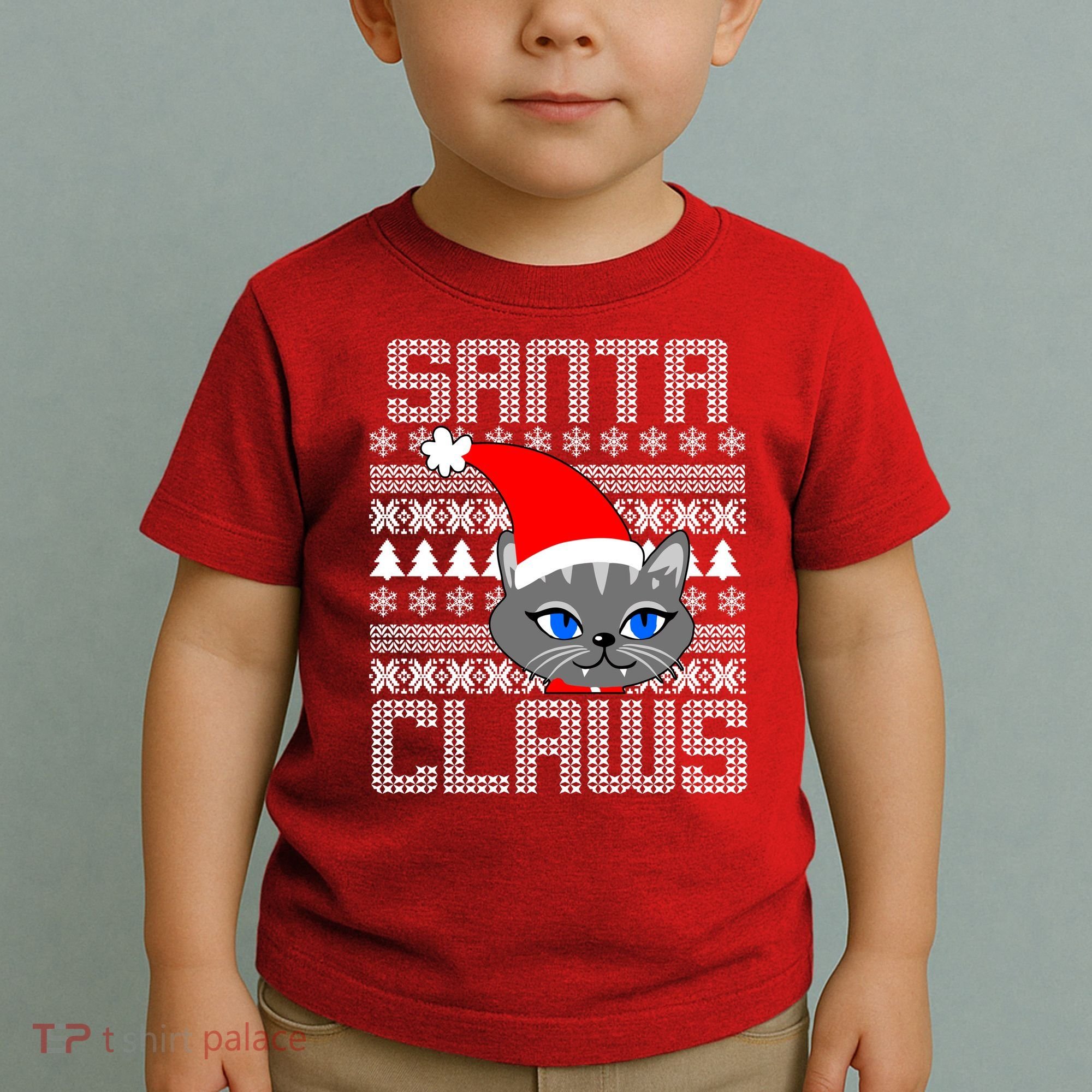 Santa Claws Cat Ugly Christmas Sweater Design Toddler T-Shirt